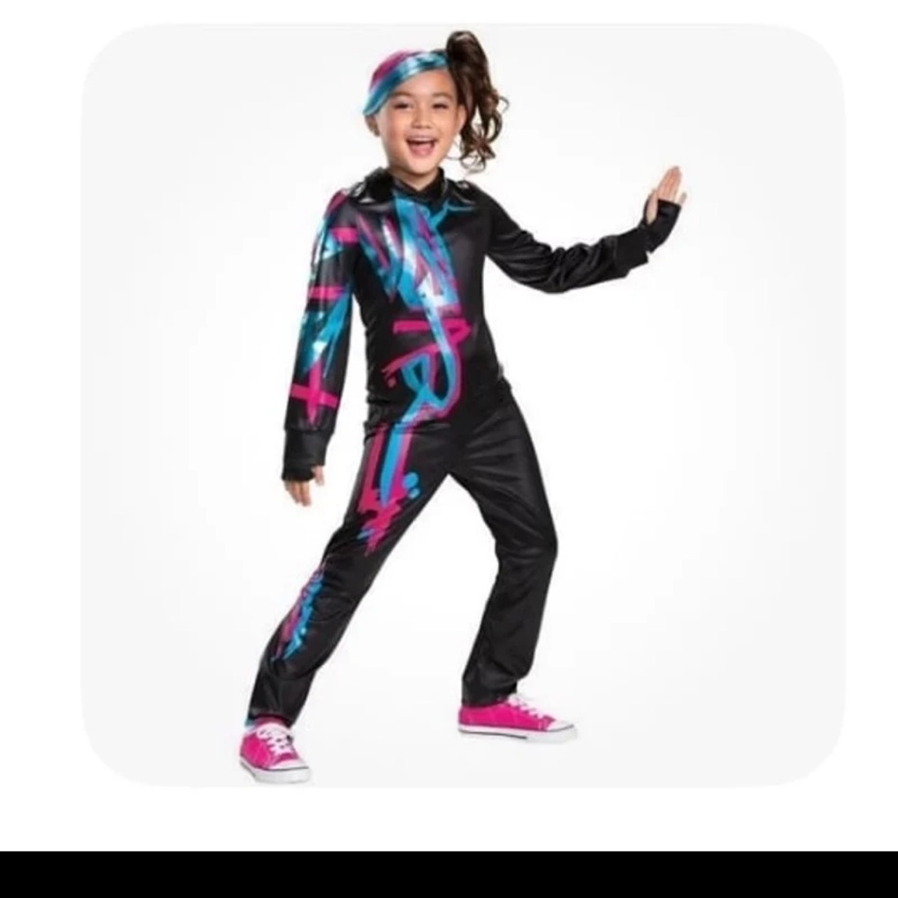 Lucy Black Costume Lego Movie 2 with Pink and Blue Accents headband sz 7+